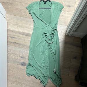 Green wrap midi dress